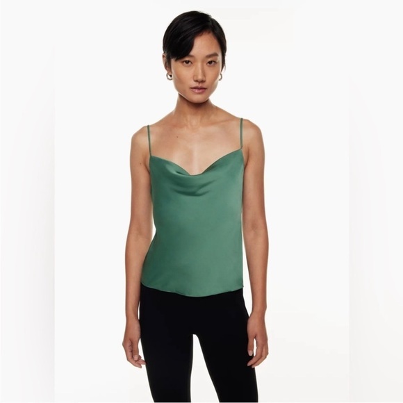Aritzia Babaton Cowlneck Camisole Green Slinky Japan Fabric Sz XXS NEW - Picture 11 of 12